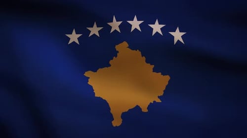 Realistic Kosovo National Flag Waving in Wind