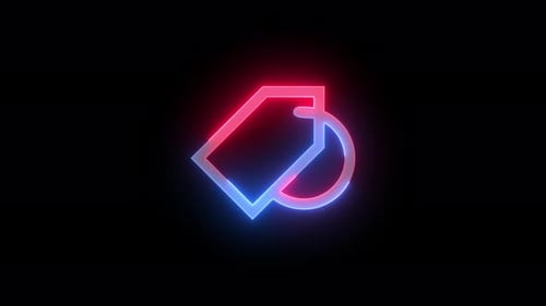 Animated Glowing Neon Price Tag Label Icon