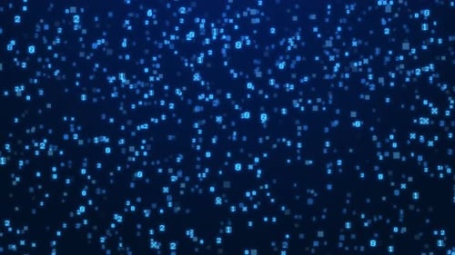 Binärcode-Animation auf futuristischem blauem Hintergrund