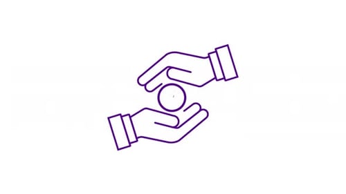 Animated Flat Icon of Hands Protecting a Dollar Coin