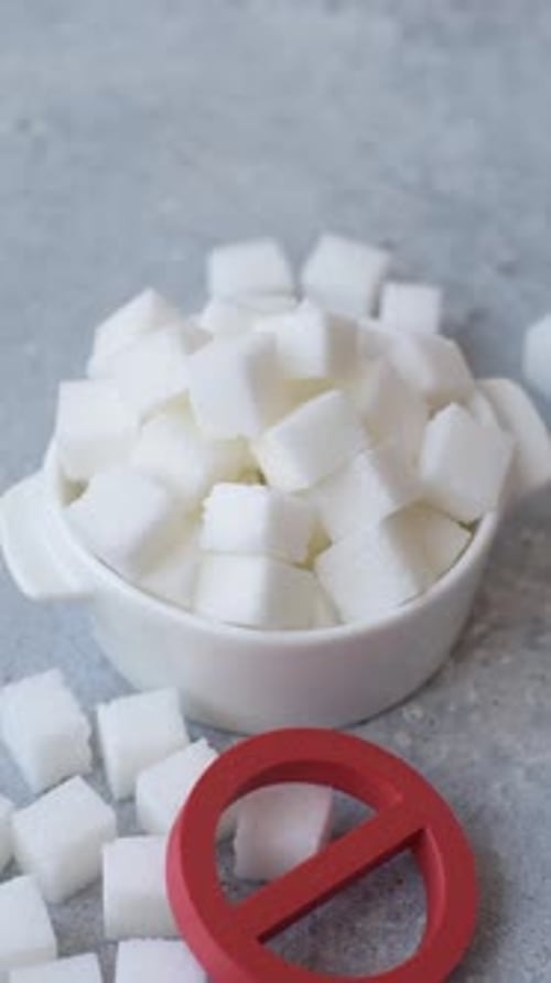 The sugar ban sign as a concept to stop the problem of diabetes, a call to diet. The sugar ban sign