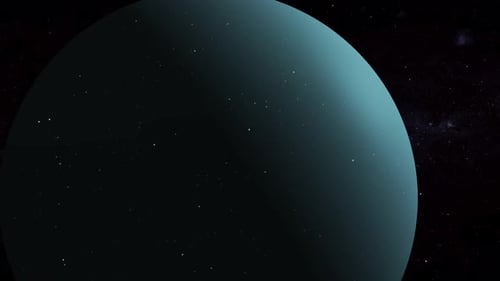 Drehender realistischer 3D-Uranus-Planet im Weltraum
