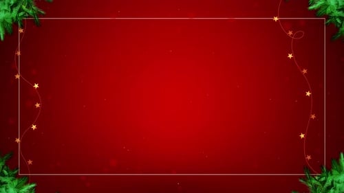 Festive Christmas Frame with Evergreen Branches and Twinkling Star Lights