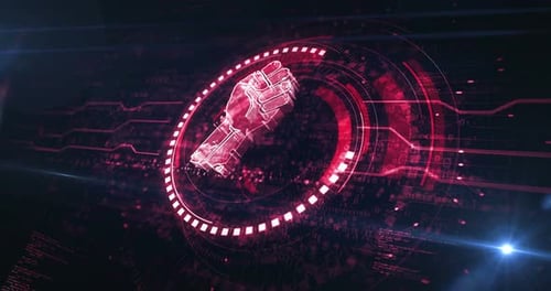 Fight freedom rebelion with fist symbol digital concept loop