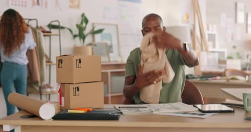 Packaging, fashion and delivery box people with online shop business for e commerce