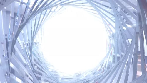 Abstract metallic shiny silver chrome polyhedral tunnel frame made of lines of hexagonal edges