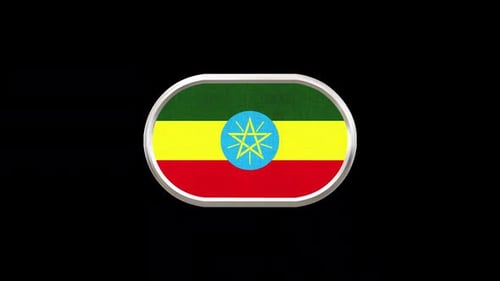 Animated 3D Ethiopian Flag Badge Rotation