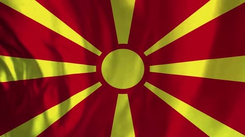 North Macedonia Flag Waving Loop Animation, National Symbol