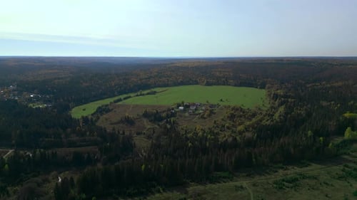 Countryside Scenic Overview Rustic Village Amidst Nature Picturesque Settlement Surrounded By