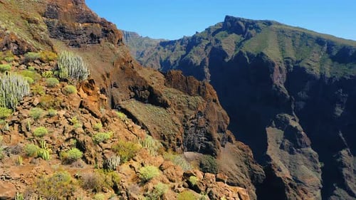 Aerial Epic Flight Over Huge Cliffs Masca Gorge Grand Canyon Mountains