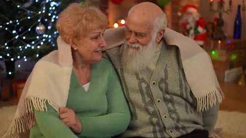 Senior Couple Celebrating Christmas Together at Home
