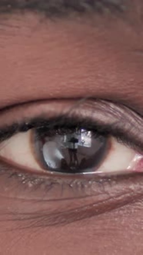 Close up of One Eye, African Man, vertical video