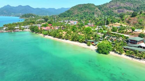 Breathtaking coastal beauty with sandy beaches in Ko Chang, Thailand. 4K.