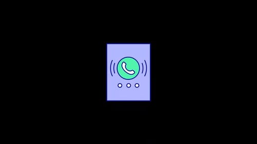 Animated Phone Call Icon with Sound Waves in Flat Design