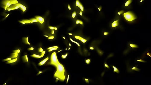 Formes lumineuses jaune vif sur fond sombre.