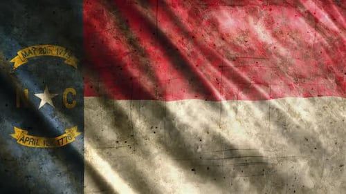 Distressed North Carolina Flag Waving Loop Animation