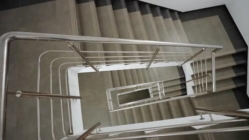 Spaces Without People View of the Staircases in the Office Building Walking in an Empty Building