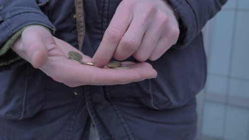 Hands Counting Coins, Saving Money