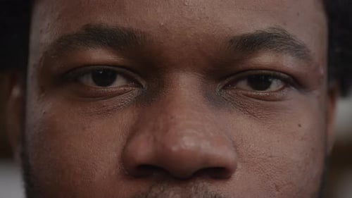 Extreme Close Up Man Eyes Blink in Slow Motion