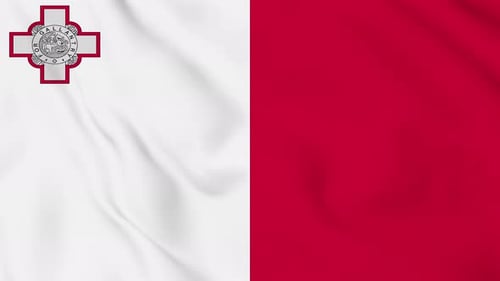 Realistic Malta Flag Waving Animation Seamless Loop