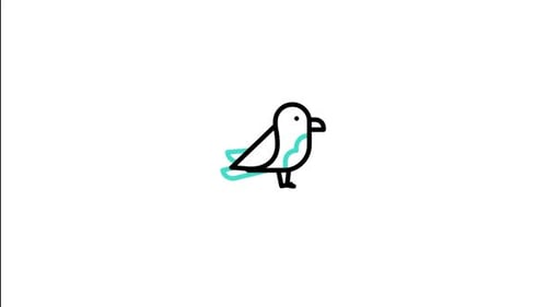 Animated Minimal Bird Outline with Wavy Color Fill