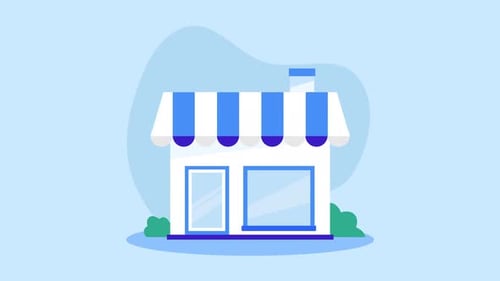 Animated Flat Design Storefront Building Reveal