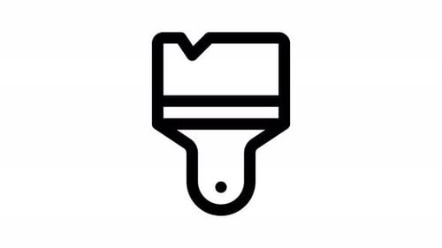 Animated Paint Brush Line Icon in Flat Design Style