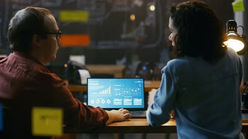 Colleagues Reviewing Data on Laptop in Office