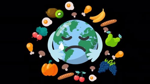 Unhappy Earth And Rotating Foods Alpha Channel 4K