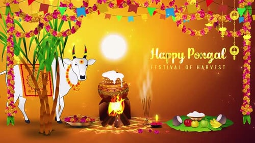 Fond du festival Happy Pongal du Tamil Nadu en Inde du Sud avec texte de souhait (version 01)
