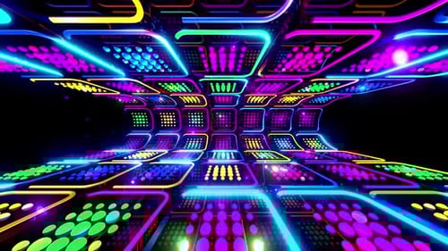 Dynamic Neon Light Tunnel Abstract Pattern Loop