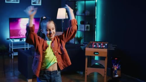 Child Dancing for Social Media Video at Home