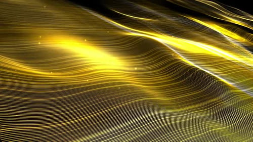 Abstract Golden Flowing Wave Lines Particles Background Loop