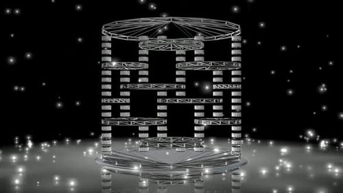 Animated Geometric Wireframe Structure with Flowing Elements Loop