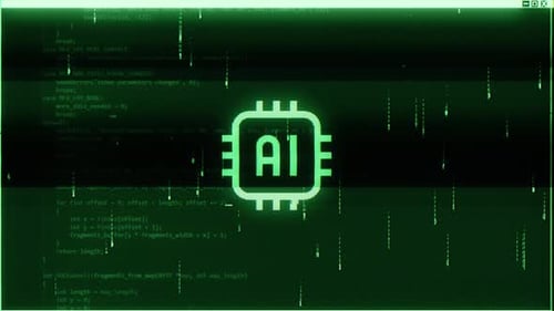 Icône Ai sur l'écran numérique Glitch Hacker 4K
