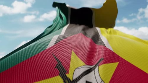 Realistic Mozambique Flag Waving in the Wind