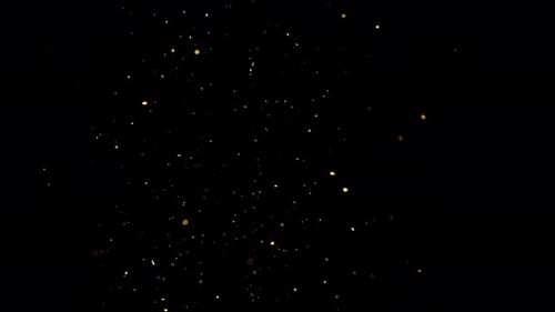 Floating Golden Dust Particles in Dark Background