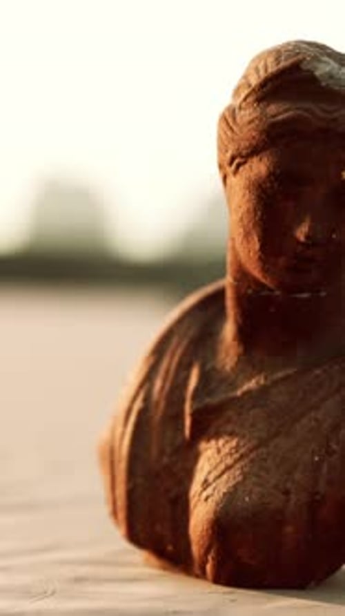 Goddess of Love in Greek Mythology on the Sand of the Beach