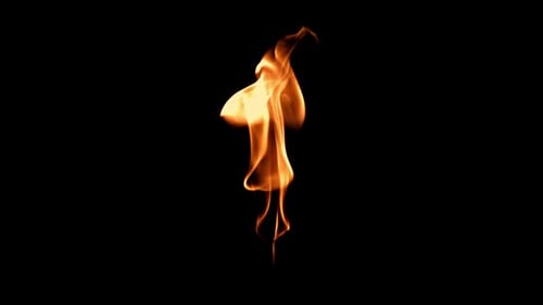 Helle Flammen auf schwarzem Hintergrund, gefilmt mit einer Hochgeschwindigkeitskamera mit 1000 Bildern pro Sekunde