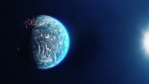 Planet Earth Rotating at Night And Day