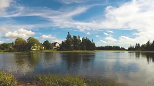 Beautiful Clouds Drifting Gracefully Over a Serpentine River