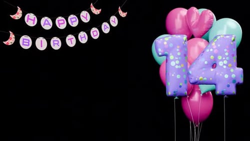 Animated Happy Birthday Banner with Colorful Number Balloons