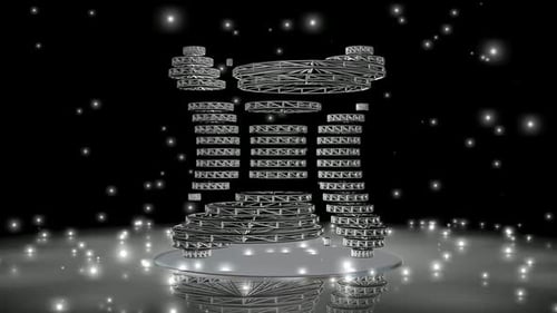 3D Geometric Wireframe Structure Assembly Animation