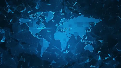Futuristic Digital World Map Global Network Background Loop