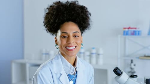 Portrait, science and a doctor woman at work in a laboratory for research