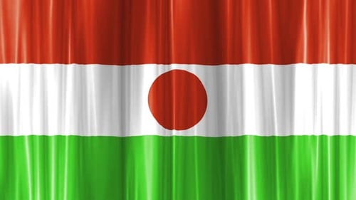 Abstract Waving Flag with Red White Green Stripes and Circle