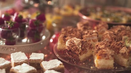 Elegant Dessert Buffet with Assorted Cakes and Pastries