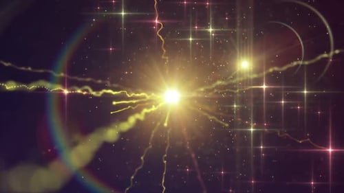 Animation mit gelben glitzernden Lichtern und Partikeln