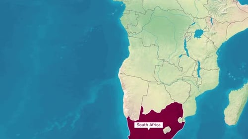 South Africa Map with Highlighted Country Zoom Animation