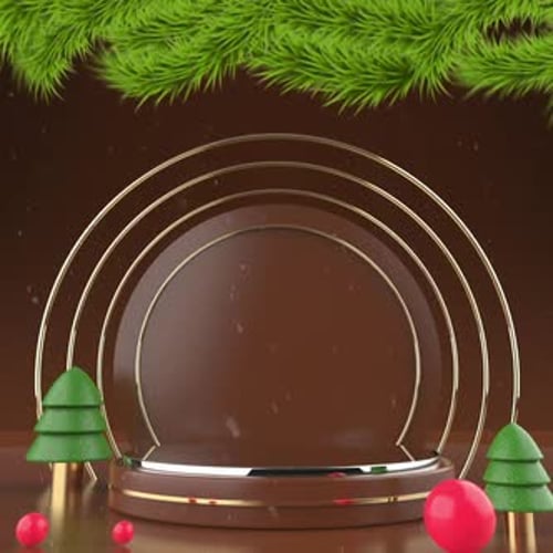 Christmas 3D Podium Brown (1000x1000)